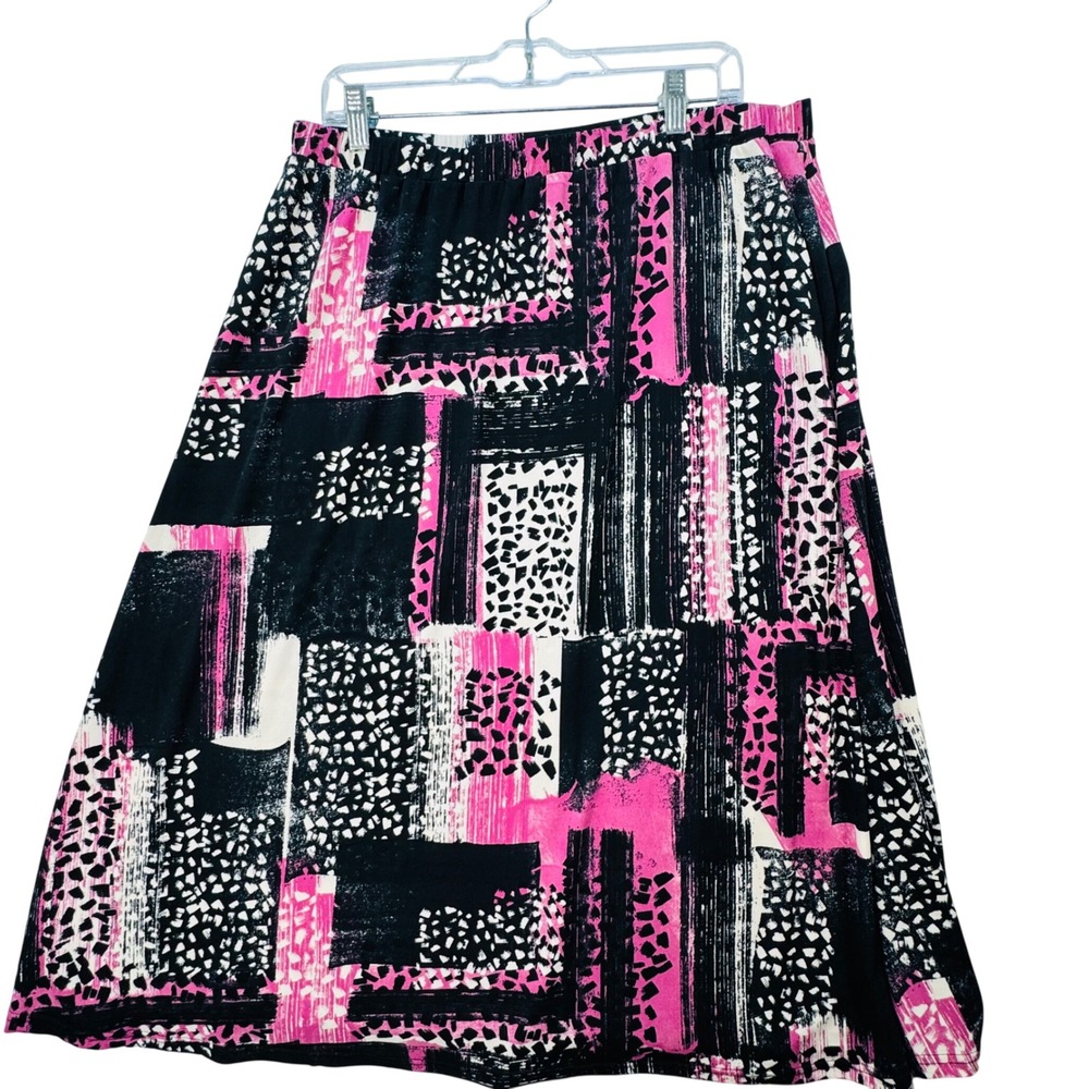 Bob Mackie Wearable Art‎ Abstract Print Midi Skirt Women Size Large deco QVc